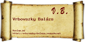 Vrbovszky Balázs névjegykártya